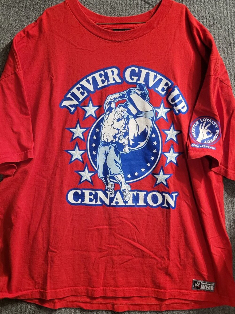 John Cena Cenation WWE Red 3XL Shirt Never Give Up Hustle Loyalty Respect Mens